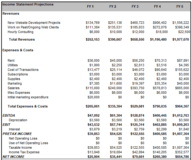 5 year income statement
