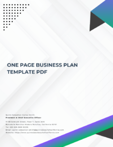 One Page Business Plan Template PDF