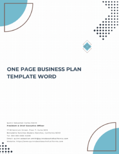 One Page Business Plan Template Word