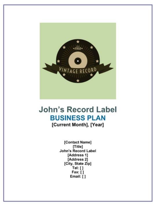 Template for a business plan