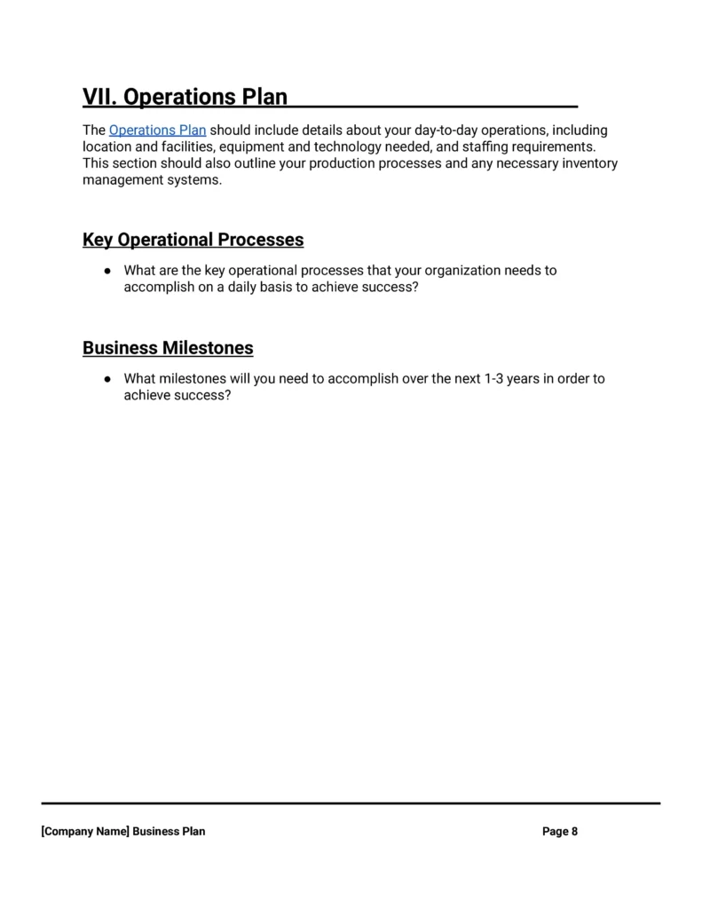 operations plan business plan